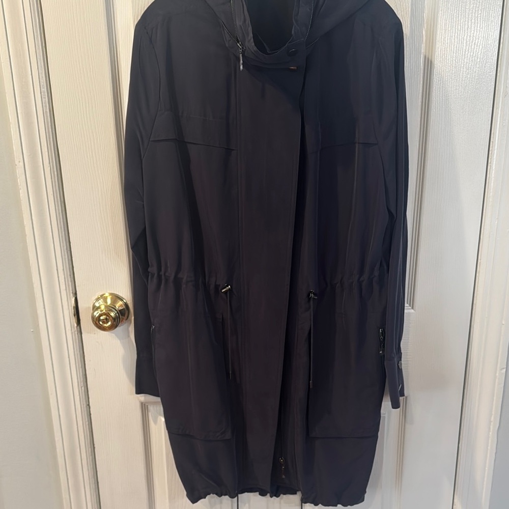 Elie Tahari Black Trench Coat with Shawl Collar